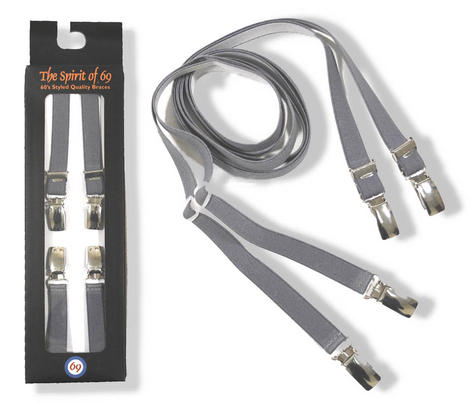 Spirit Of 69 Mod Skinhead Skinny Half Inch Braces Grey Preview